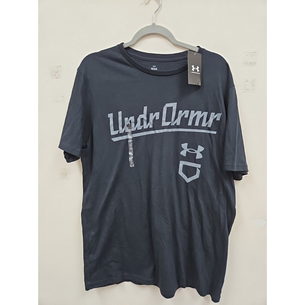 Under Armour Men's Baseball Script Black Shirt Size L MSRP $30 NWT